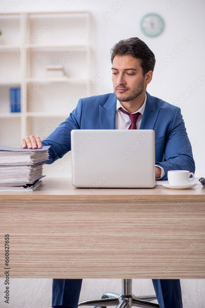 Young male employee working in the office Young male employee working in the office
