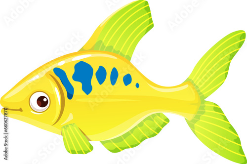 Cartoon tetra aquarium fish funny character. Ocean reef underwater life, water animal or aquatic environment happy vector mascot. Ocean ecosystem, aquarium fish funny personage