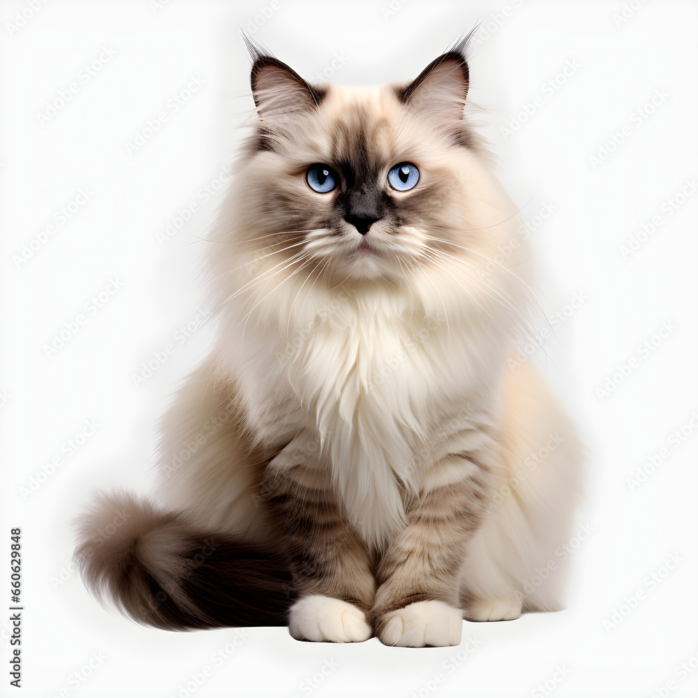 Ragdoll cat Design Elements Isolated Transparent Background Generative AI