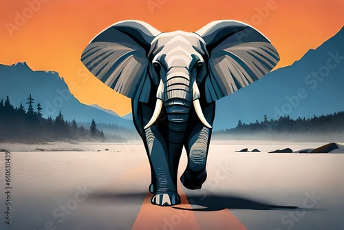 elephant on the ground 3d render