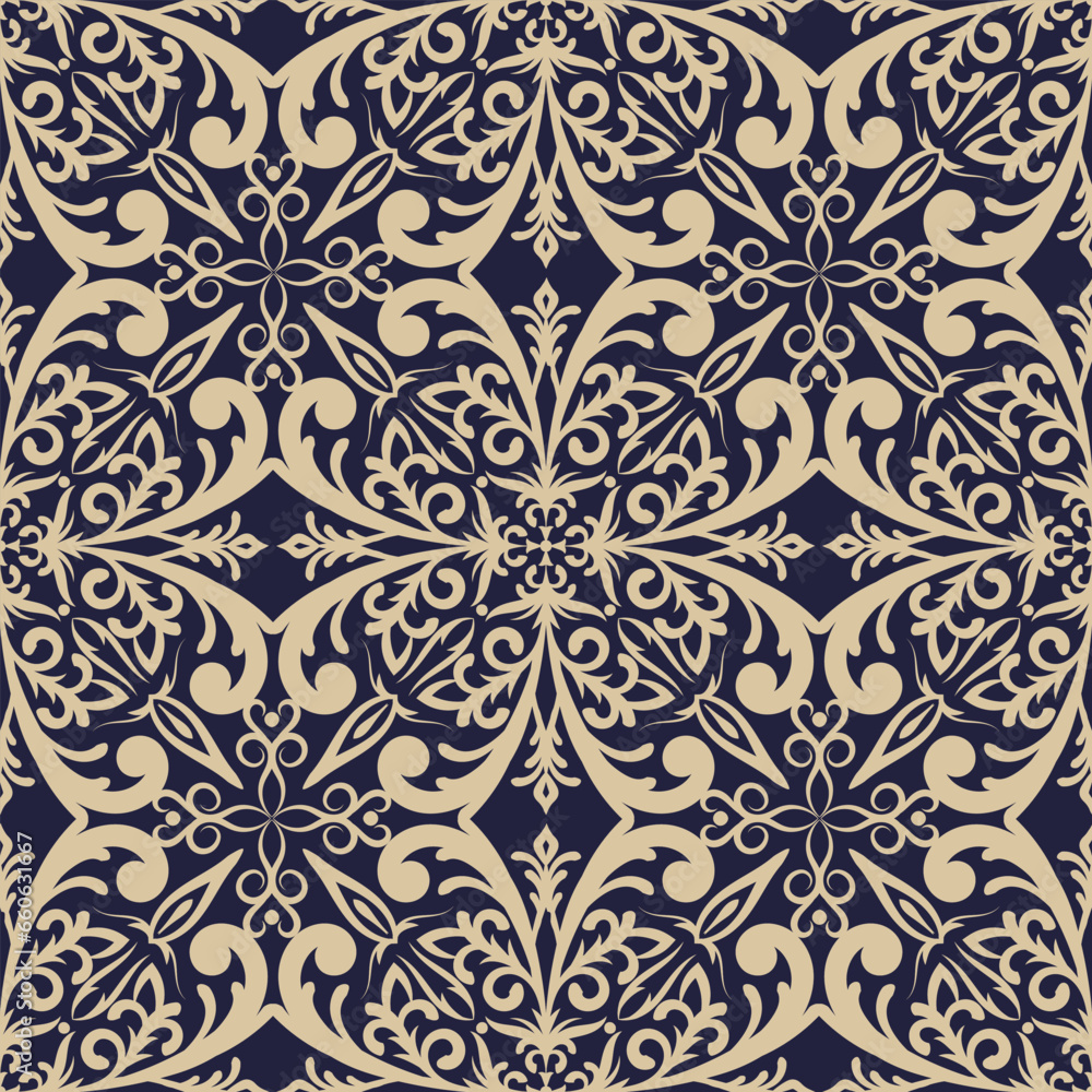 Damask seamless pattern. Vector classical luxury ornament, royal victorian texture for wallpapers, textile, wrapping. Vintage exquisite baroque background.