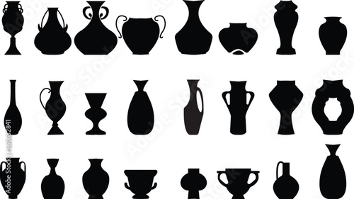 Amphora icons set. set of amphora vector icons for web design, Set of different funeral cremation urns isolated on white background