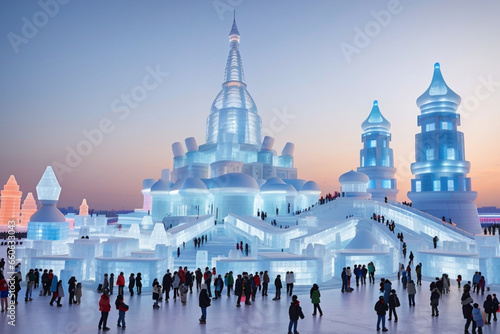 Harbin Ice Festival China; Chinese Ice Festival; International Ice Festival China; Generative AI photo