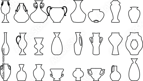 Amphora icons set. set of amphora vector icons for web design, Set of different funeral cremation urns isolated on white background