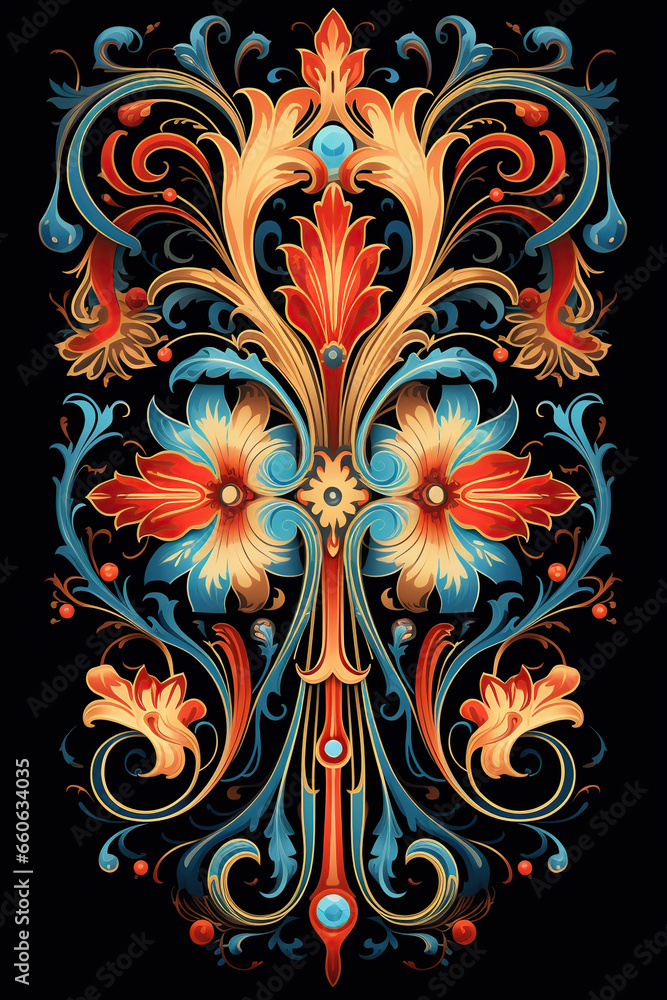 Indian motif Mughal flower Indian motif Mughal flower
