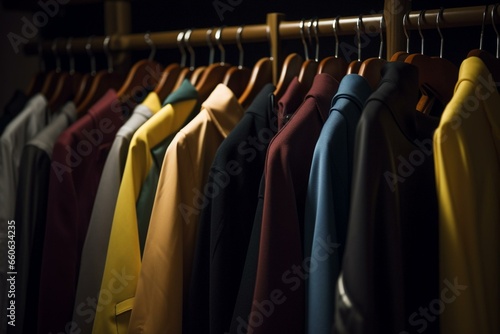 Clothing on a hanger. Generative AI