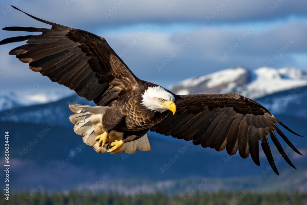 Fototapeta premium Regal Majestic eagle. Flying sky bird. Generate Ai