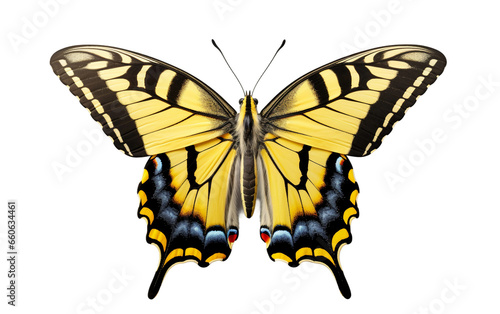 Colorful Swallowtail Butterfly in Flight on Transparent background