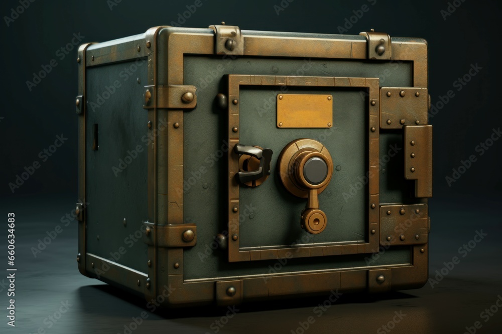 High-quality Metallic safe box lock. Finance vault. Generate Ai