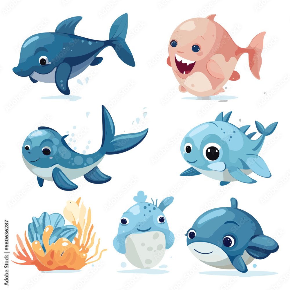 Clipart Bundle Cute Ocean Animal 1 Clipart Bundle Cute Ocean Animal 1