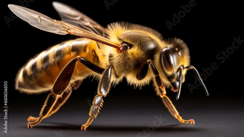 a bee is flying, isolated on transparent background, macro, generative AI © Bird Visual