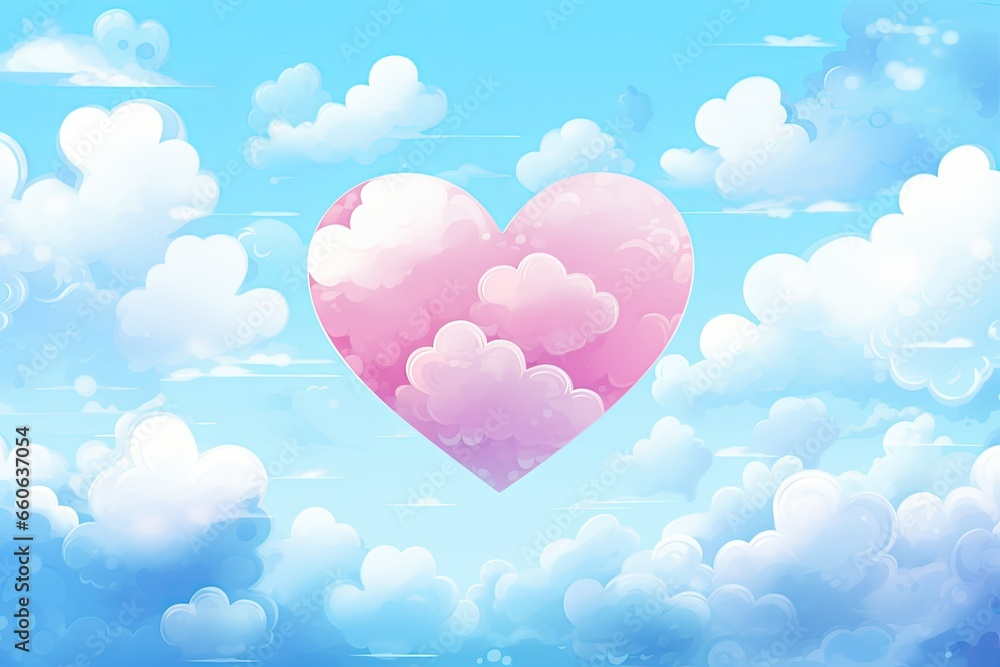 Valentine's Day banner. hearts in the blue sky. Mother's day