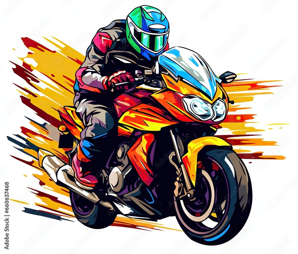  a person riding a motorcycle on a track with a helmet on.  generative ai
