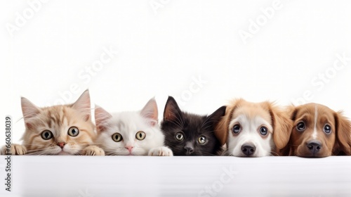 Cats and dogs peacefully coexisting together © mattegg