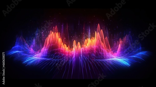 Colorful pawder explosion like Abstract Sound waves with Frequency audio waveform, Generative AI photo