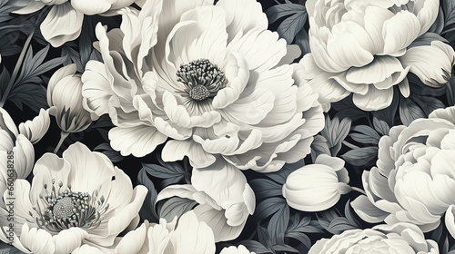 Seamless pattern with white flowers.