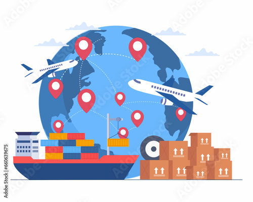 Cargo logistics Air cargo trucking ship transportation Global logistics distribution