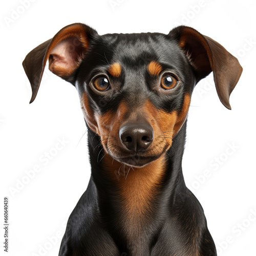 Portrait of a purebred brown dog. The charming face of a black dog. Cute domestic pet looking at the camera. © Vasilisa