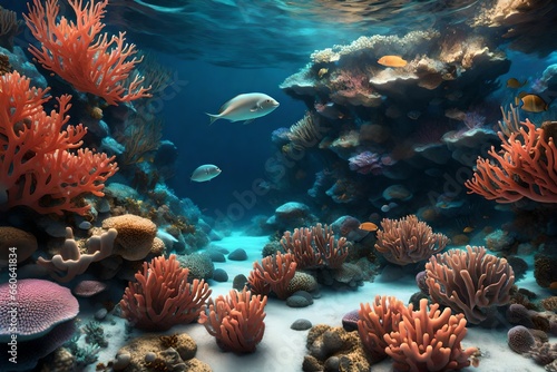 3D rendering of a serene and vibrant coral reef, perfect for creating a beautiful undrew