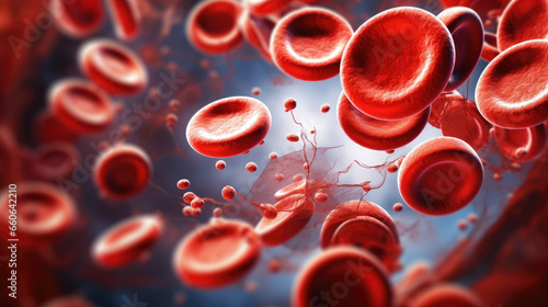 Detailed View of Leukocytes and Erythrocytes in Bloodstream