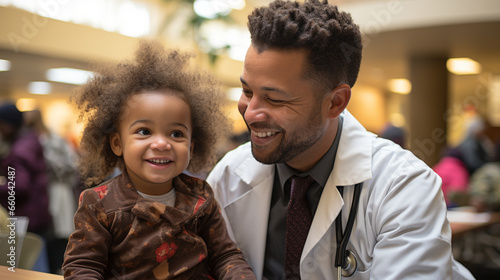 A heartwarming image of a doctor and a young patient sharing a joyful moment, highlighting the importance of accessible healthcare