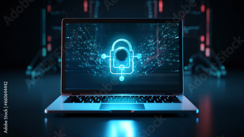 laptop screen security concept on abstract background © Daniel