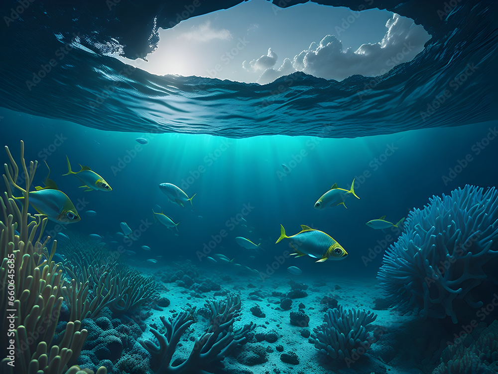 Obraz premium coral reef with fish and coral