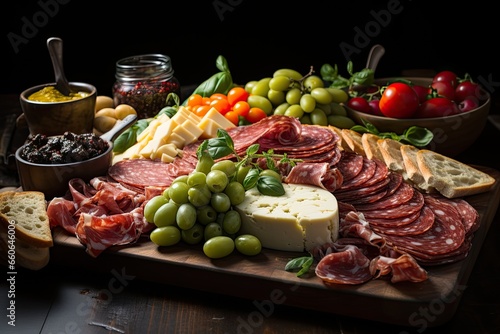 Plate with italian antipasti