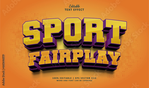 Sport Fairplay Text Effect Style. Editable Text Effect Style 3d sport college.