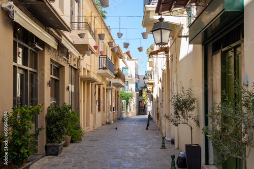 Quiet, empty street in Rethymno. On the streets of Rethymno, Crete