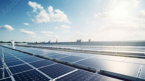 Rows of solar panels on a roof collecting sun.