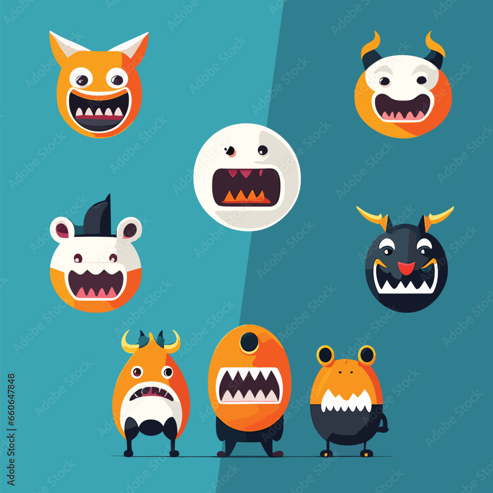 cartoon monsters in flat style cartoon monsters in flat style