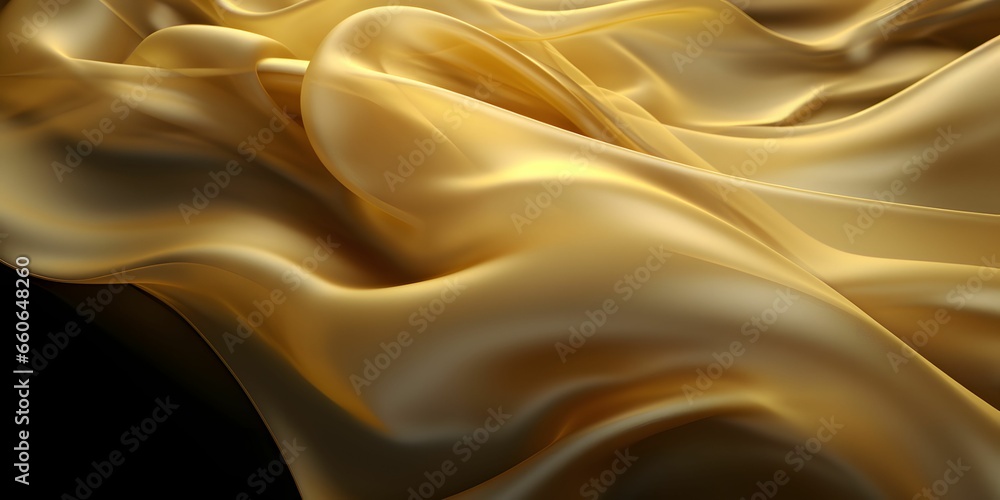Luxurious Gold Silk Fabric Isolated on Black Background Luxurious Gold Silk Fabric Isolated on Black Background
