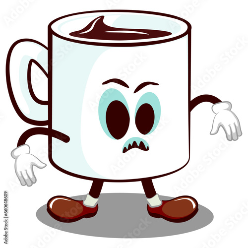 vector mascot character of a funny mug is scaring