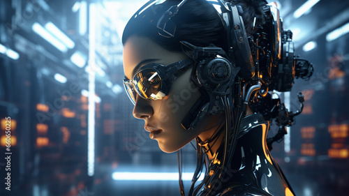 Robot woman background. 