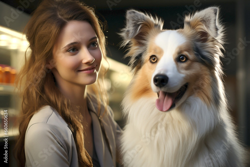 veterinarian and white dog,doctor prescribing treatment