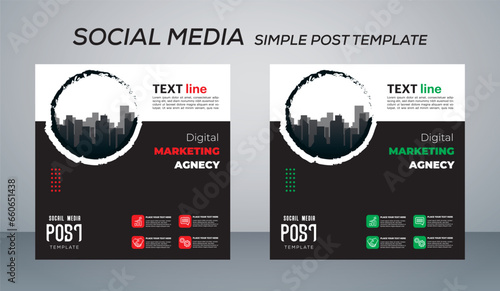 Digital Marketing Social Media Post Template, Digital marketing agency, Square Flyer Template, Editable web Banner Post Template.
