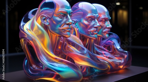 A Holographic sculpture with faces