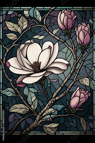 stained glass magnolia background 