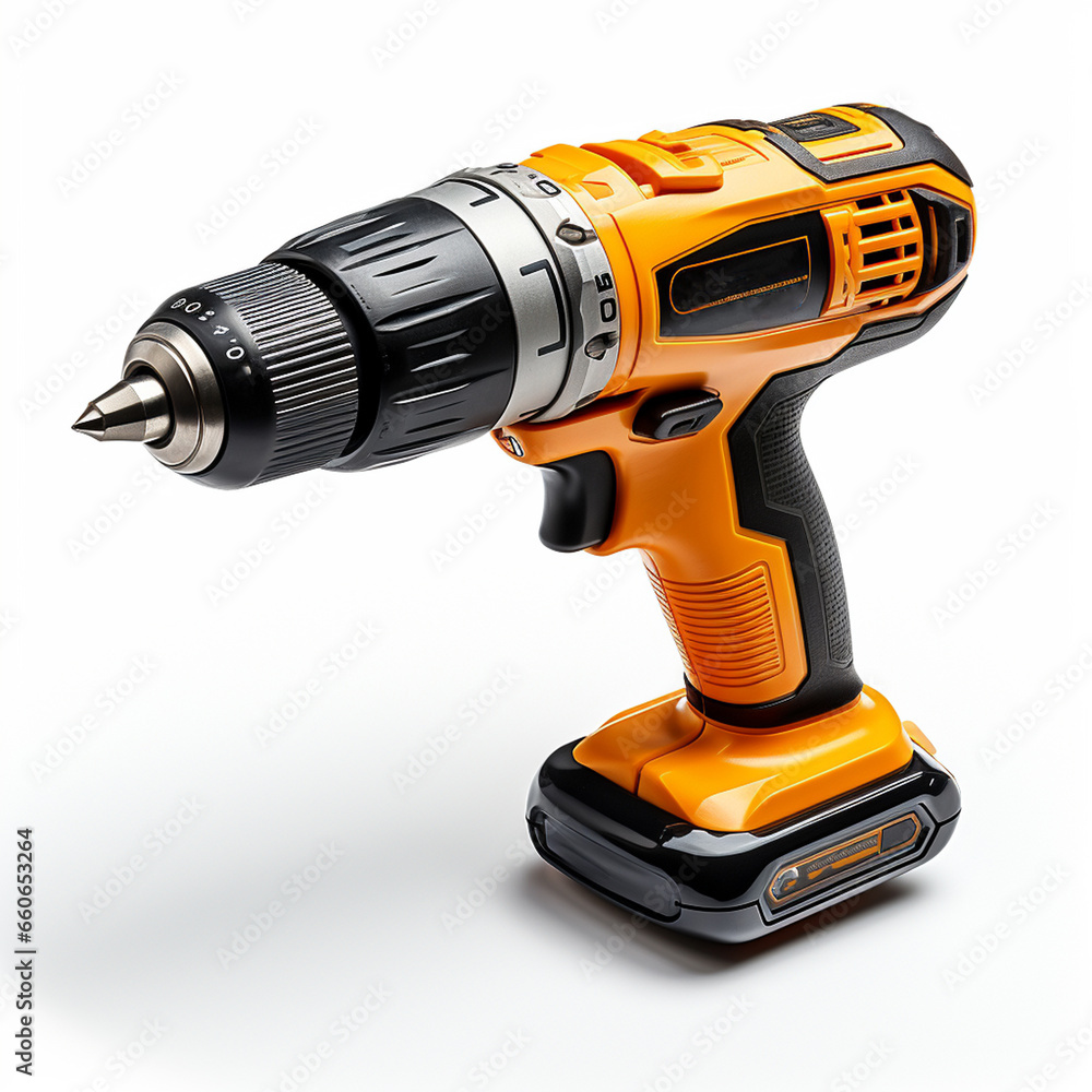 cordless screwdriver on white background