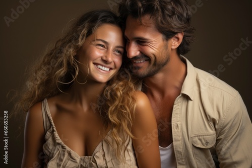 Beautiful couple of boyfriend and girlfriend with happy smile
