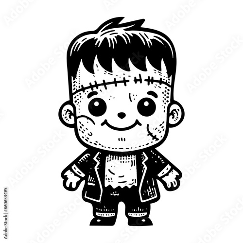 cute Frankenstein character Halloween sketch