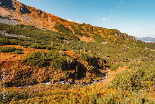 Mountain Tatras landscape. View from Siroka valley in Low Tatras. Hiking from Siroka valley in demenovska valley to Dumbier peak in Low Tatras, Liptov, Slovakia photo