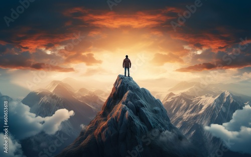 A person standing on top of a mountain © Елизавета Борисова