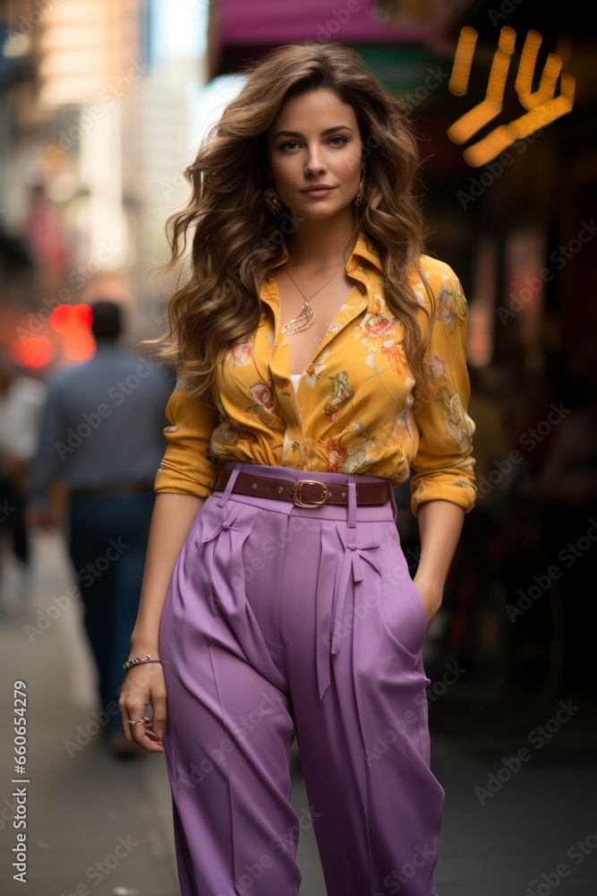 Woman standing on a city street Woman standing on a city street