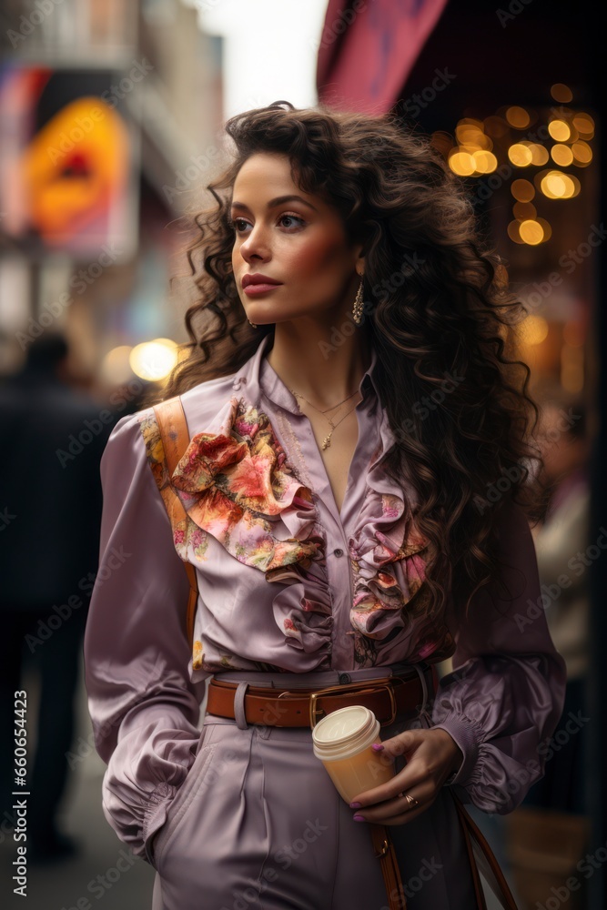 Woman standing on a city street Woman standing on a city street