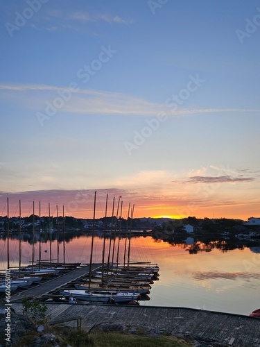 Sunsetting scene in the urban nature landscape picture photo