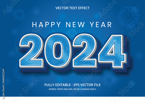 Happy New Year 2024 design. With colorful truncated number illustrations. Premium vector design for poster, banner, greeting, and New Year 2024 celebration