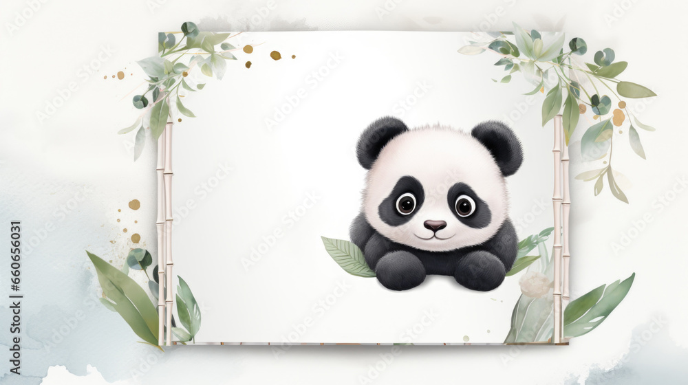 Naklejka premium A panda bear sitting on top of a book
