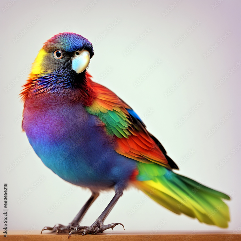 Obraz premium rainbow colored bird, cute bird, coloring bird, bird pic, colored animal image